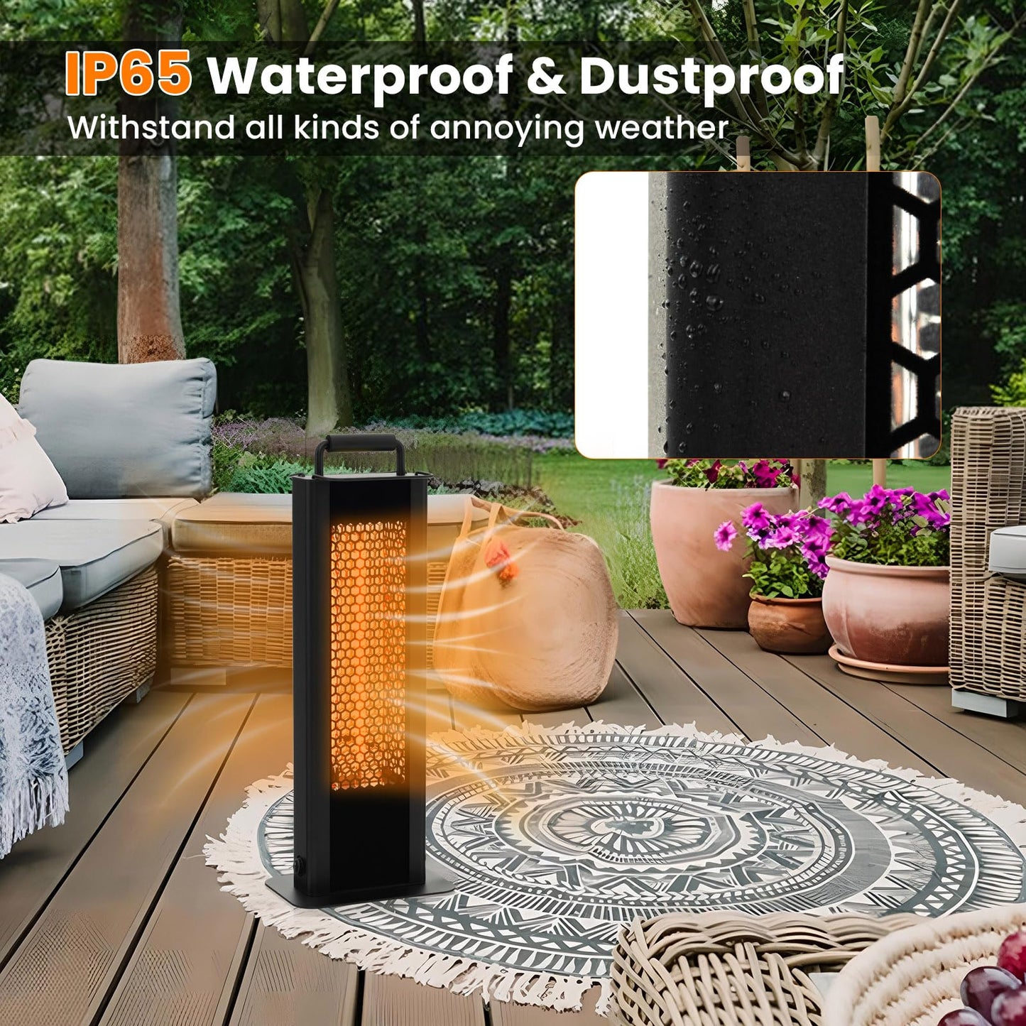 Tangkula Electric Patio Heater, 1200W Infrared Outdoor Heater, Double-Sided Heating