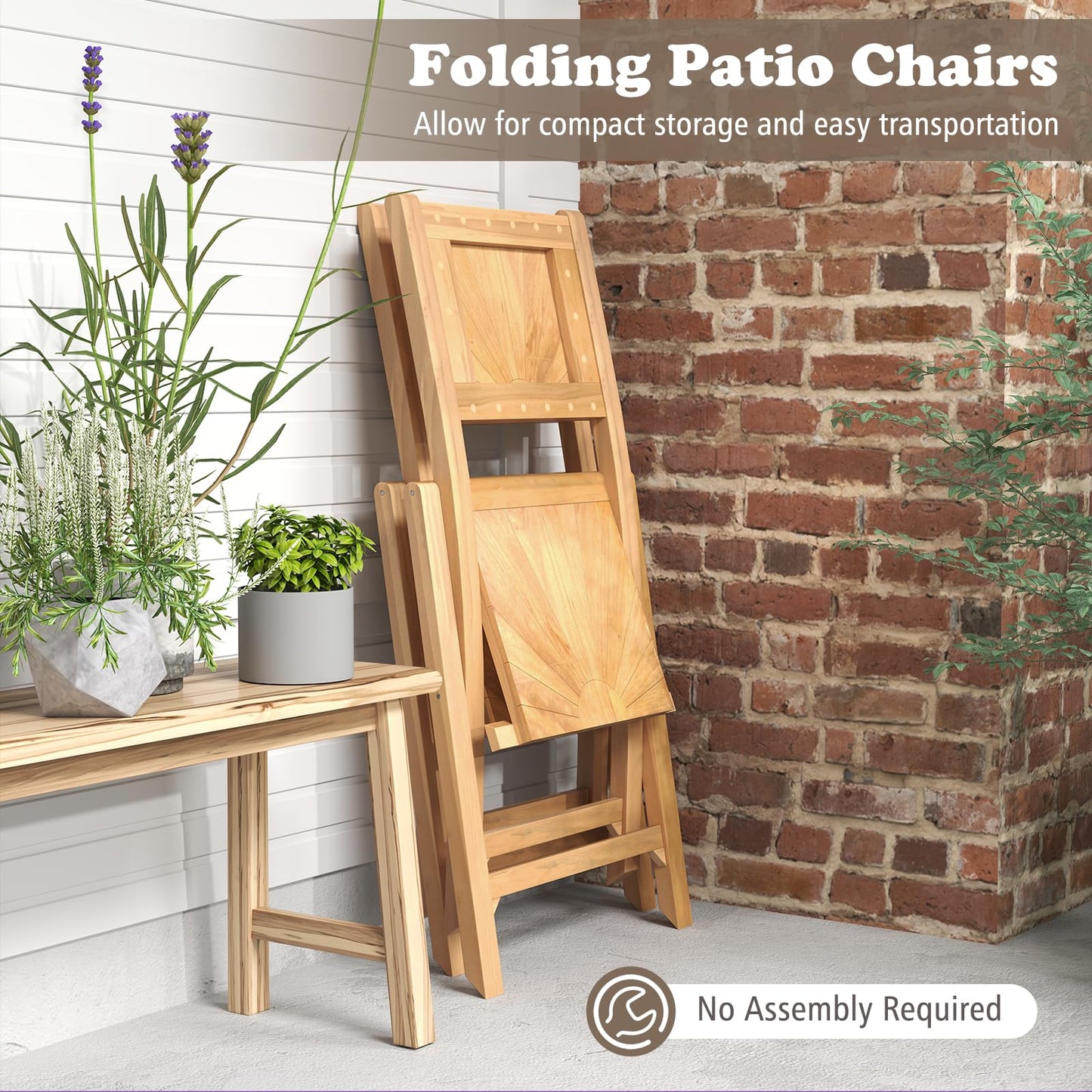 Tangkula 2/4 Pieces Folding Patio Chairs（Sun Back）
