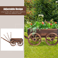 Tangkula Rustic Wooden Wagon Planter Box for Patio Garden Balcony (29.5" L x 17" W x 21" H)