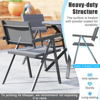 Tangkula Patio Chairs Set of 4 Outdoor Dining Chairs with Breathable Fabric Seat & Tilt Backrest