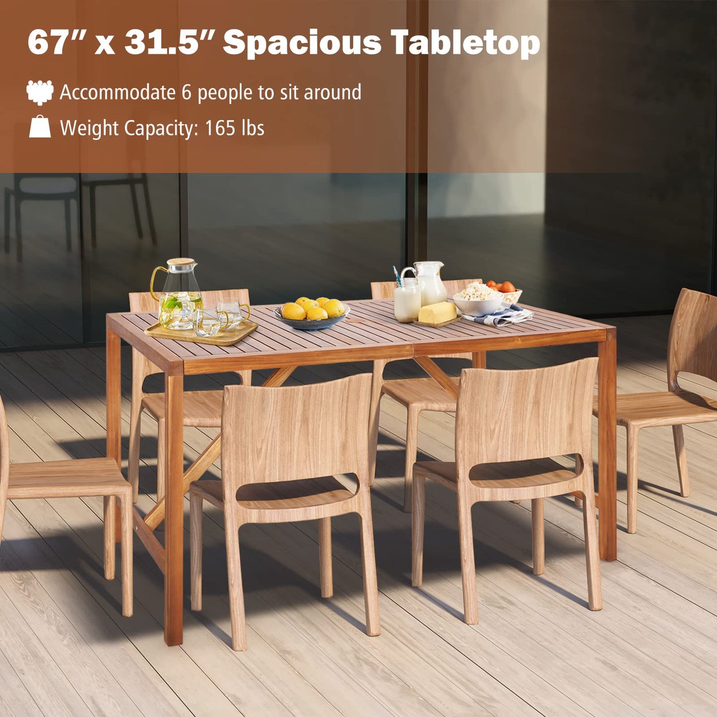Tangkula Outdoor Rectangle Dining Table for Backyard