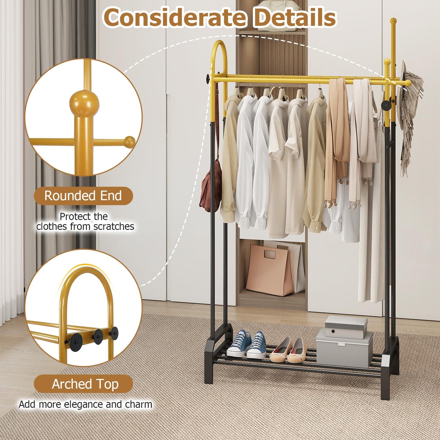 Tangkula Heavy Duty Clothes Rack with Double Hanging Rods