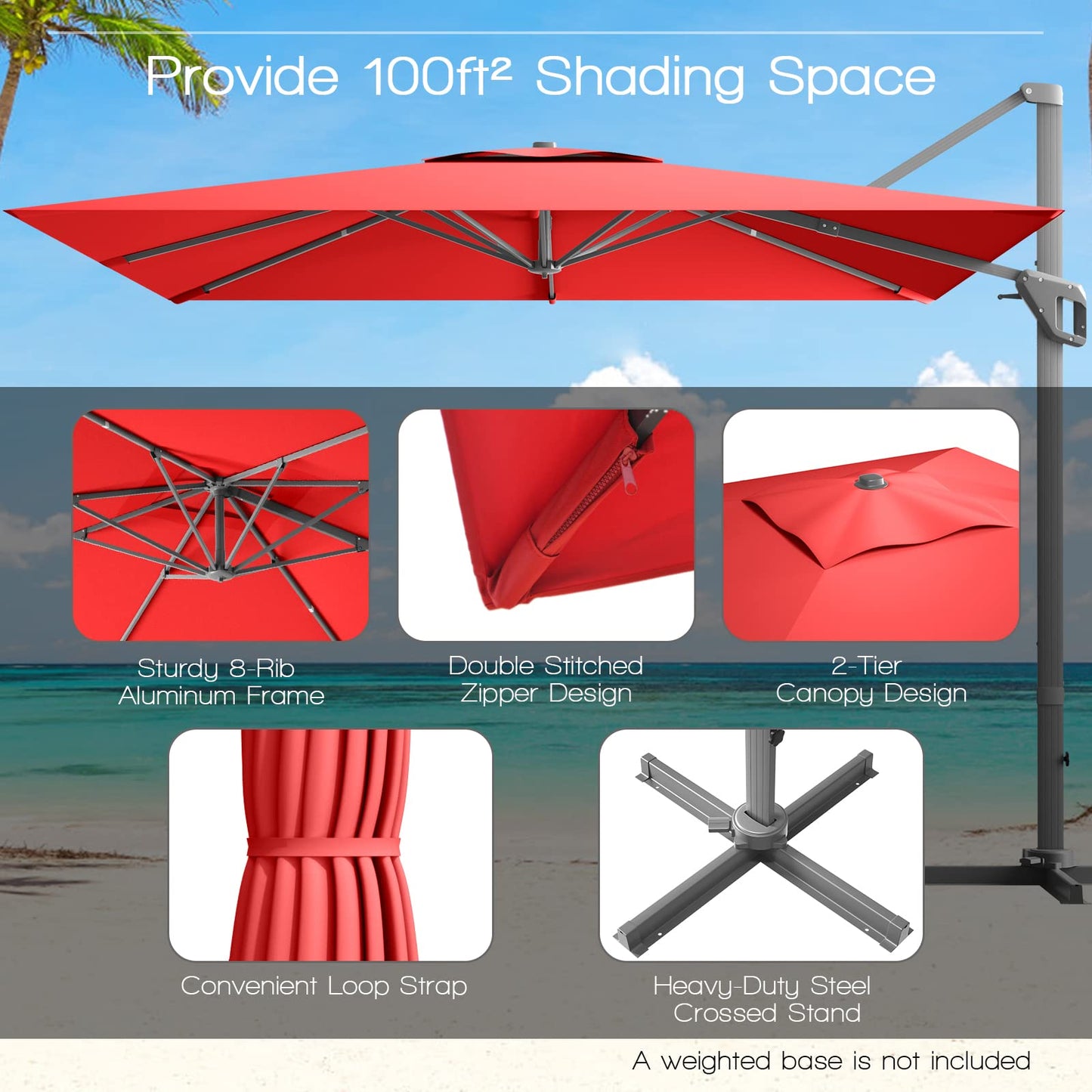 Tangkula 10FT Patio Cantilever Umbrella for Garden Backyard