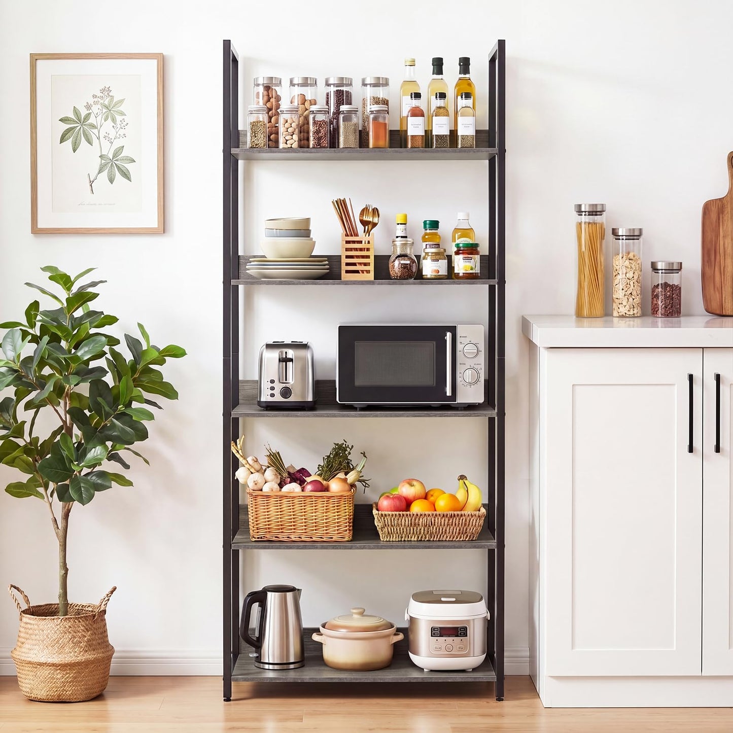 Tangkula 61”H Open Bookcase with Metal Frame