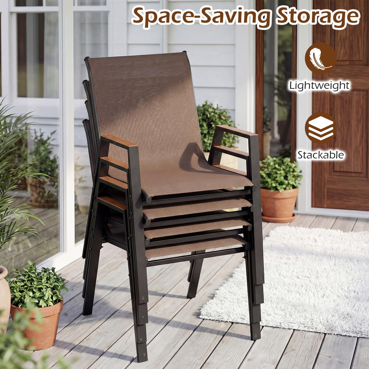 Tangkula Stackable Patio Chairs(4/8)