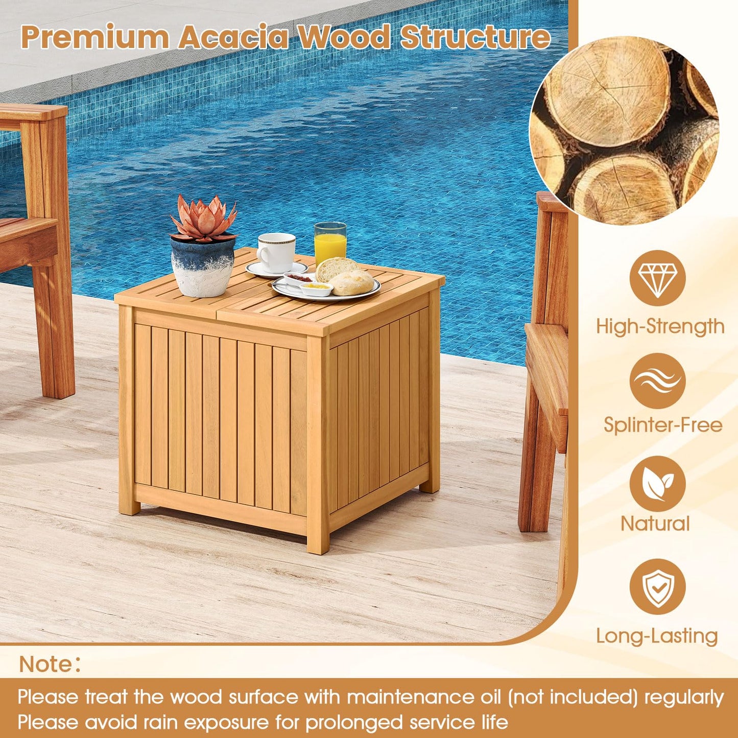 Tangkula 2-in-1 Outdoor Side Table with Storage