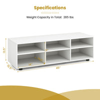 Tangkula 6 Cubby TV Stand for TVs up to 55 Inches, White Wood Entertainment Center with 6 Storage Cubbies & 5 Positions Adjustable Shelves