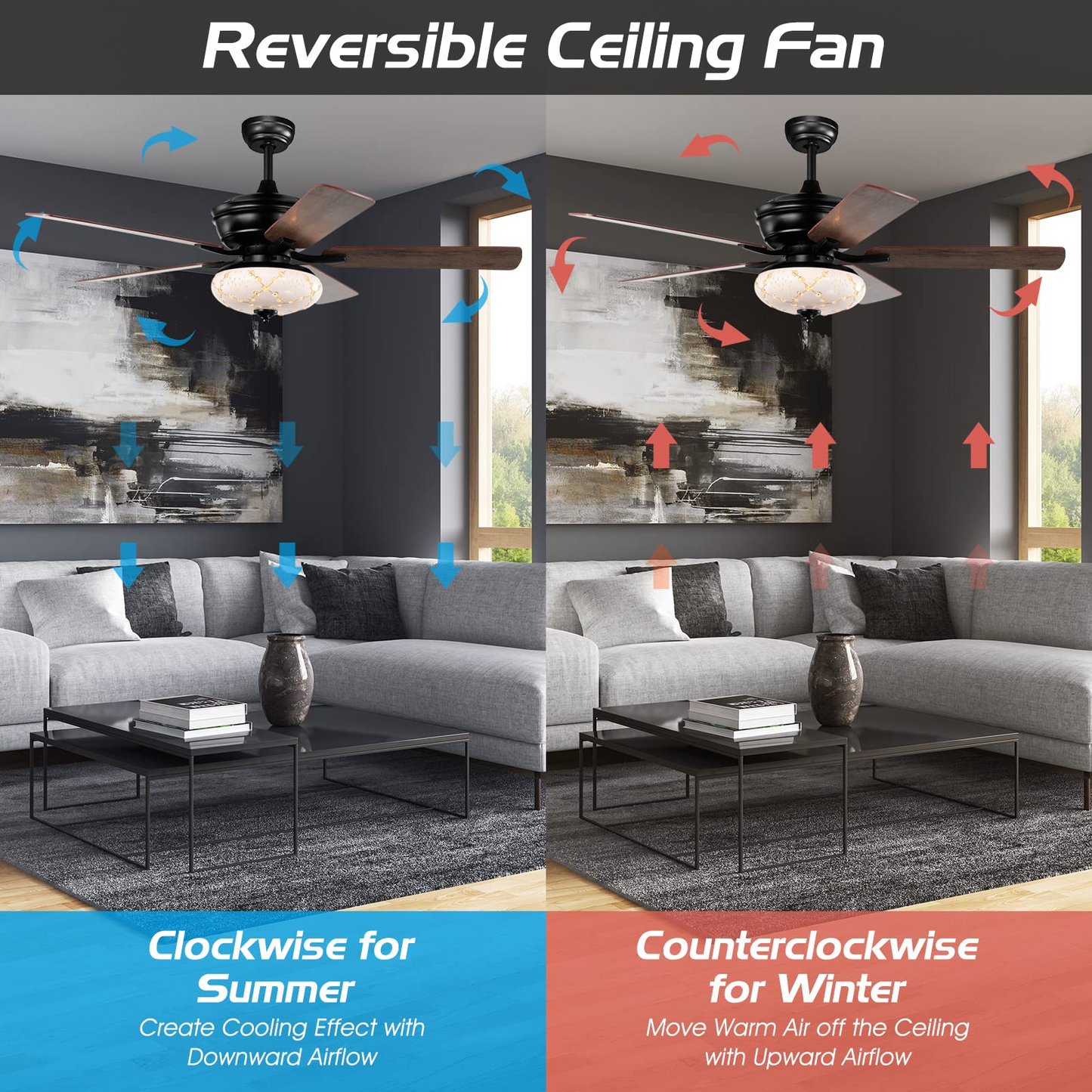 Tangkula 52-Inch Ceiling Fan with Remote Control