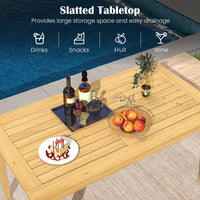Tangkula Outdoor Teak Wood Coffee Table, Premium Solid Wood Patio Side Table w/Slatted Tabletop