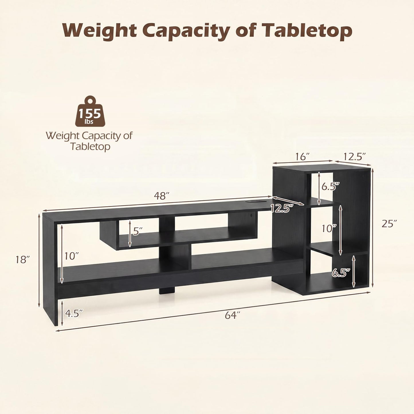 Tangkula Cube TV Stand for 55 Inch TV Entertainment Center