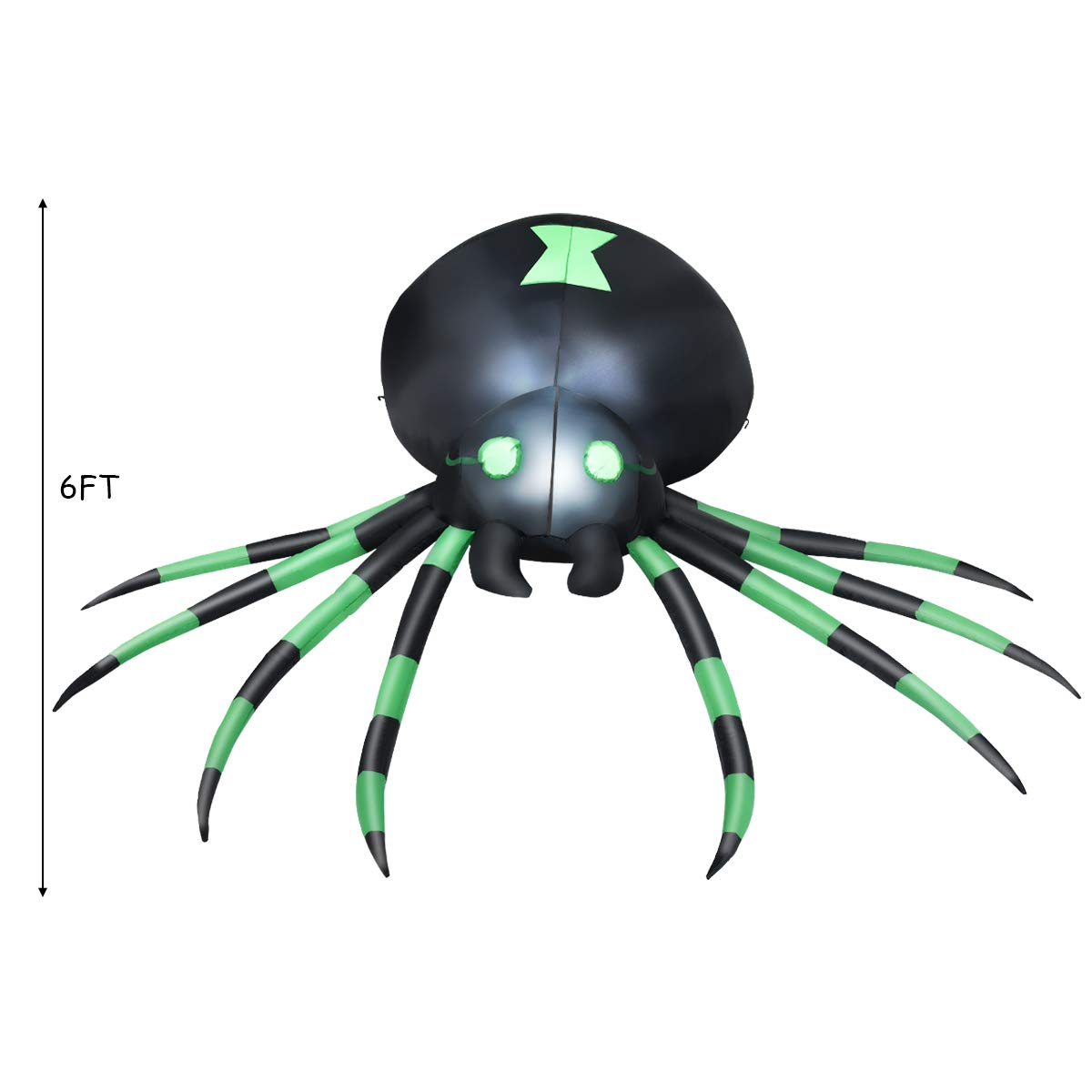 Tangkula 6 Ft Halloween Inflatable Spider with LED Lights Outdoor Indoor Halloween Decorations