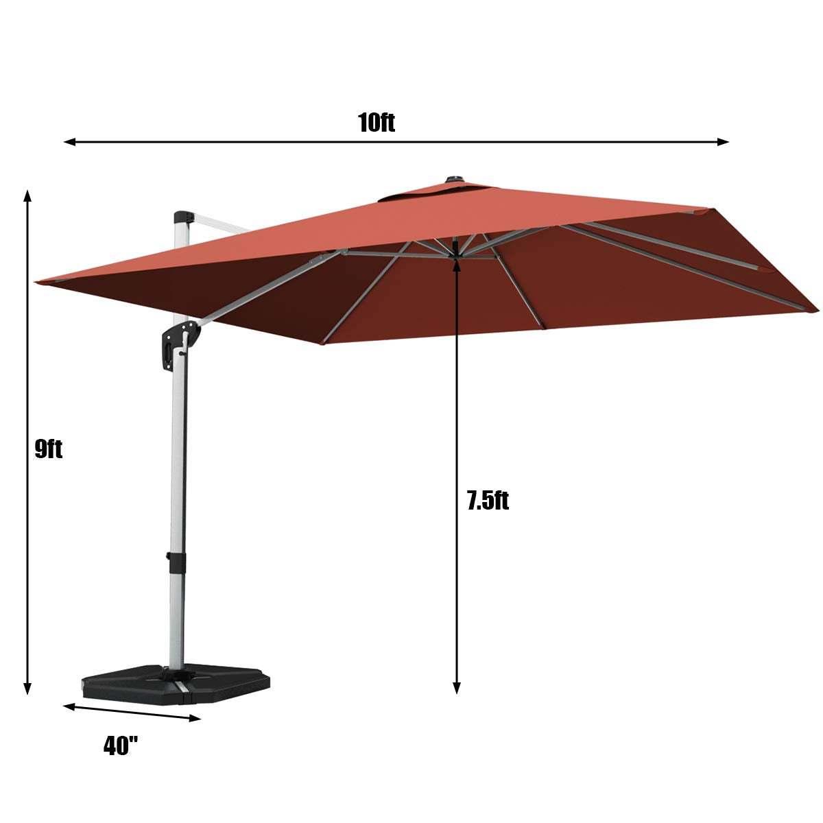 Tangkula 10ft Patio Cantilever Umbrella w/Cross Base