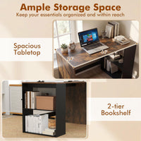Tangkula Bureau d'ordinateur 112 cm pour domicile/bureau avec étagère à 2 niveaux en bois