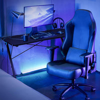 Tangkula Gaming Desk with LED Lights & Large Carbon Fiber Surface