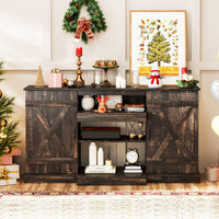 Tangkula 58”L Farmhouse LED TV Stand for TV up to 65 Inch
