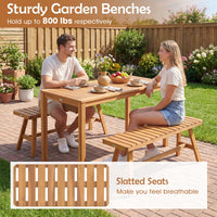 Tangkula 3 Pieces Acacia Wood Patio Dining Set