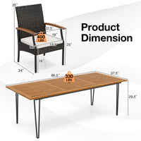 Tangkula 9 Pieces Outdoor Patio Dining Set（Mix Brown）