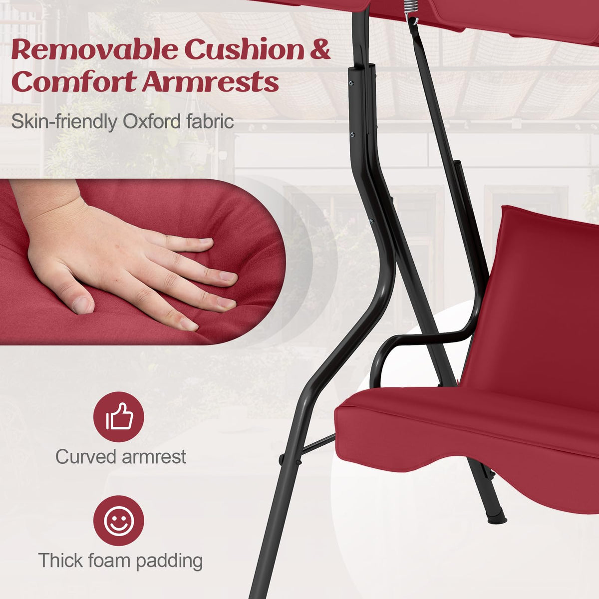Tangkula 3 Person Porch Swing with Cushions & Canopy