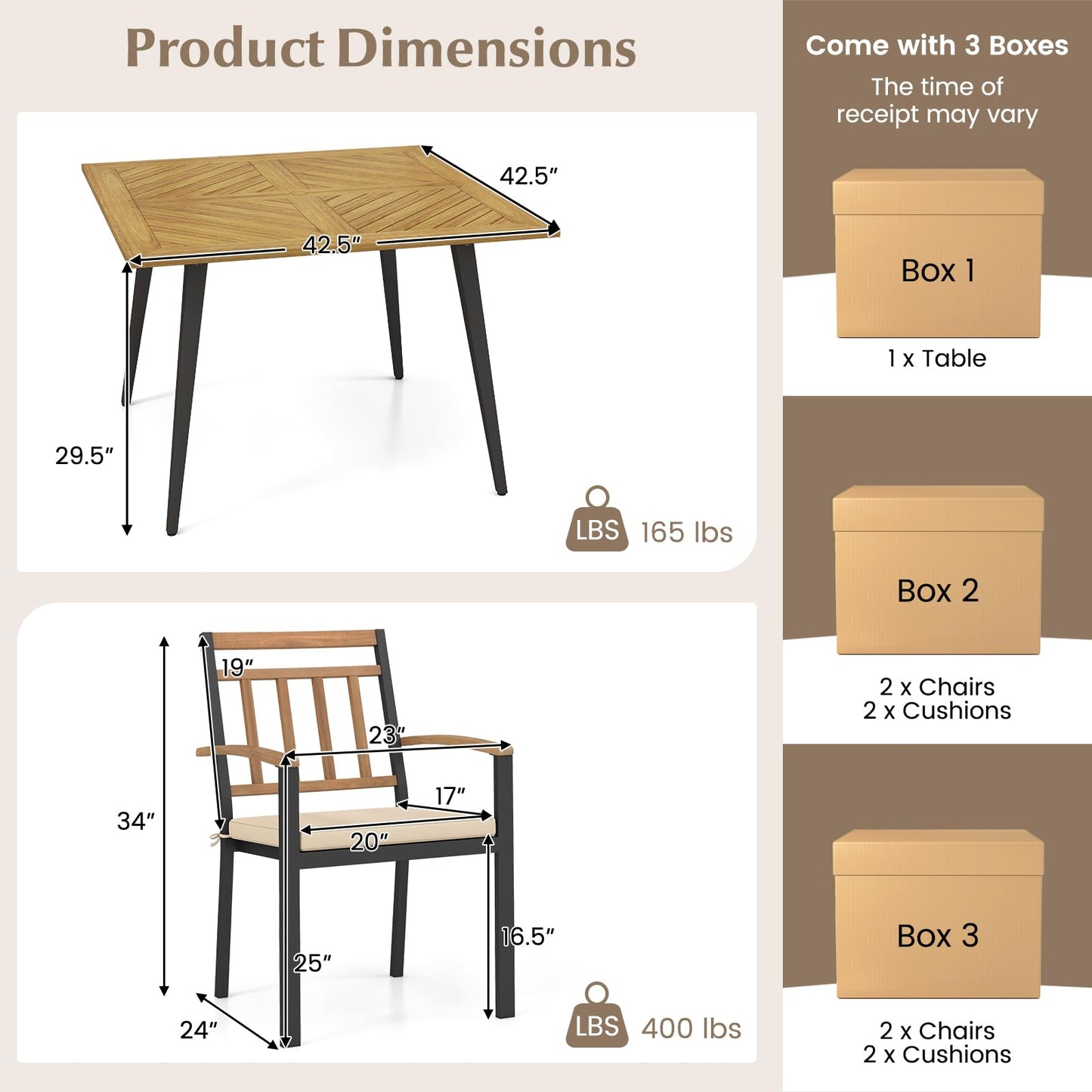 Tangkula 5 Pieces Patio Dining Set Outdoor Dining Table and Chairs with Cushions