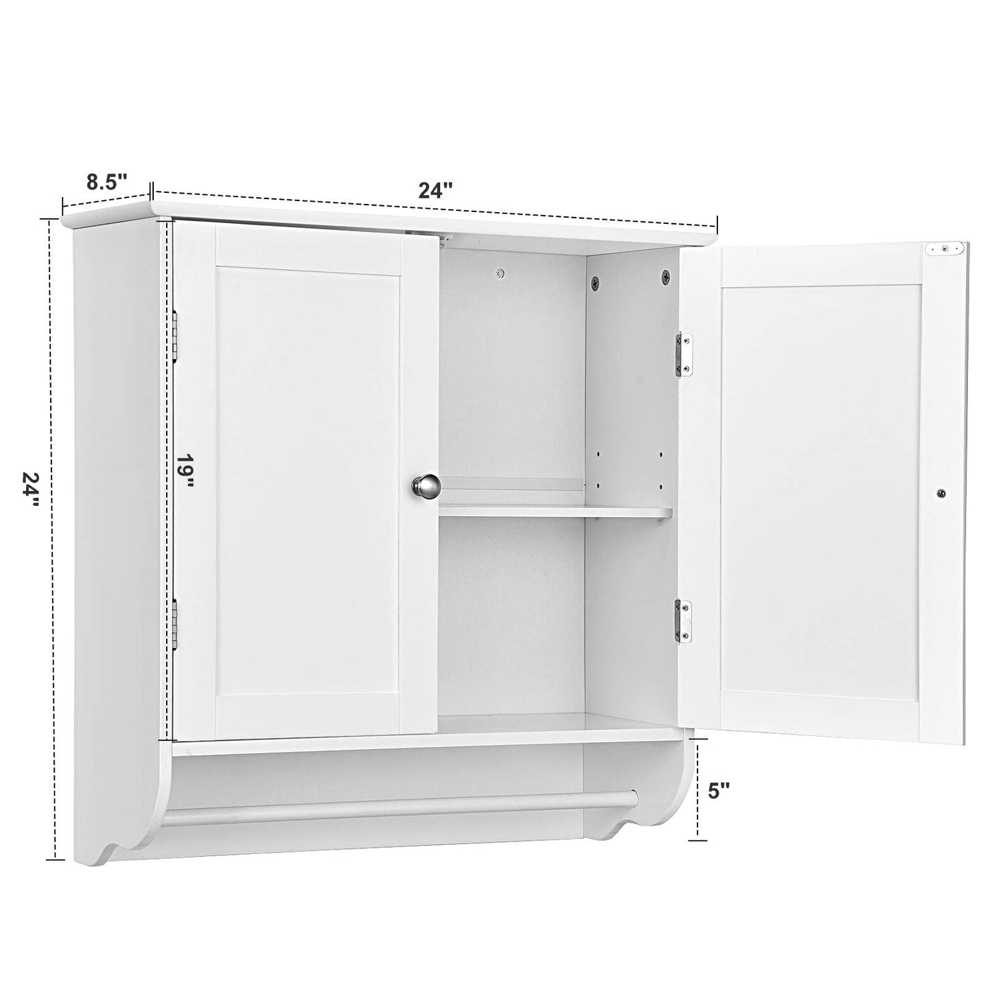 Tangkula Bathroom Cabinet Wall Mounted, Bathroom Medicine Cabinet with Towel Bar & Double Door & Adjustable Shelf