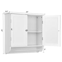 Tangkula Bathroom Cabinet Wall Mounted, Bathroom Medicine Cabinet with Towel Bar & Double Door & Adjustable Shelf