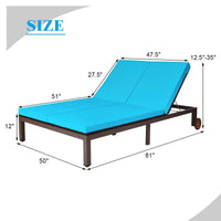 Tangkula 2-Person Patio Lounge Chair, Outdoor Rattan Double Wicker Daybed