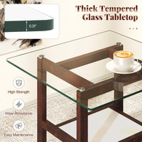 Tangkula Table d'appoint carrée en verre de 61 cm pour salon