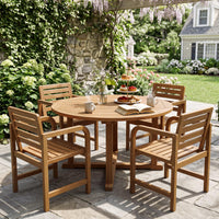 Tangkula Solid Teak Outdoor Dining Chair with Slanted Back & Slatted Seat