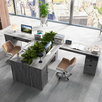 Tangkula L Shaped Desk with Drawers and Storage Shelf