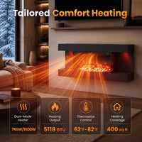 Tangkula 18"/26"/36"/46" 3-Sided WiFi Electric Fireplace with 32"/40"/50"/60" Floating Mantel