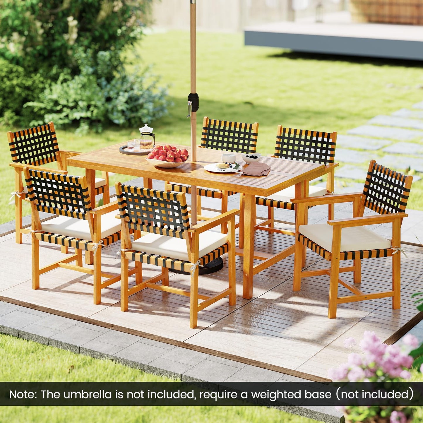 Tangkula 63" Acacia Wood Dining Table for 6 People