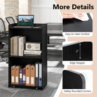 Tangkula Rolling Podium Stand, Mobile Lectern Stand with 2 Shelves & Lockable Wheels