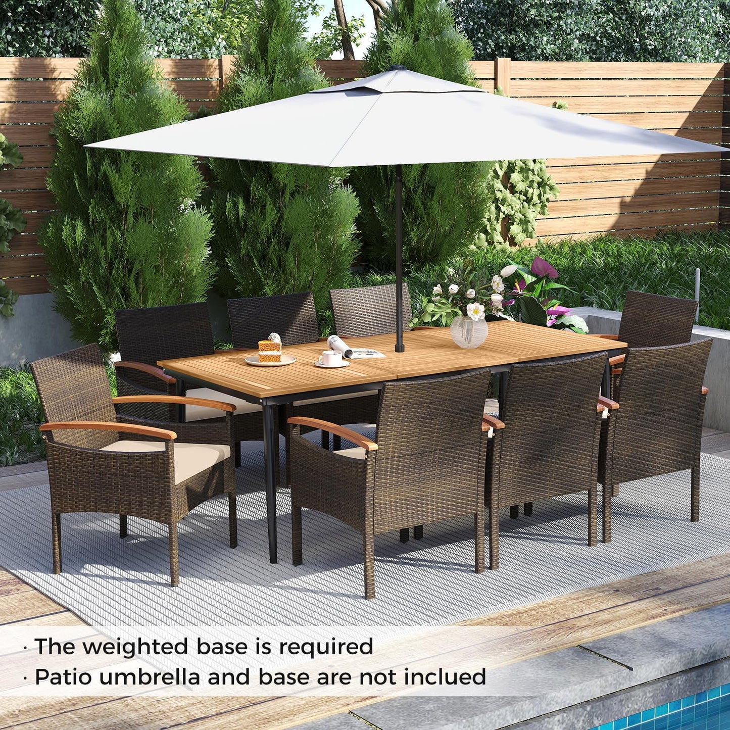 Tangkula 9 Pieces Patio Wicker Dining Set