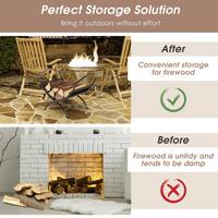 Tangkula Folding Firewood Log Rack, Heavy Duty Firewood Storage Carrier with Arched Feet
