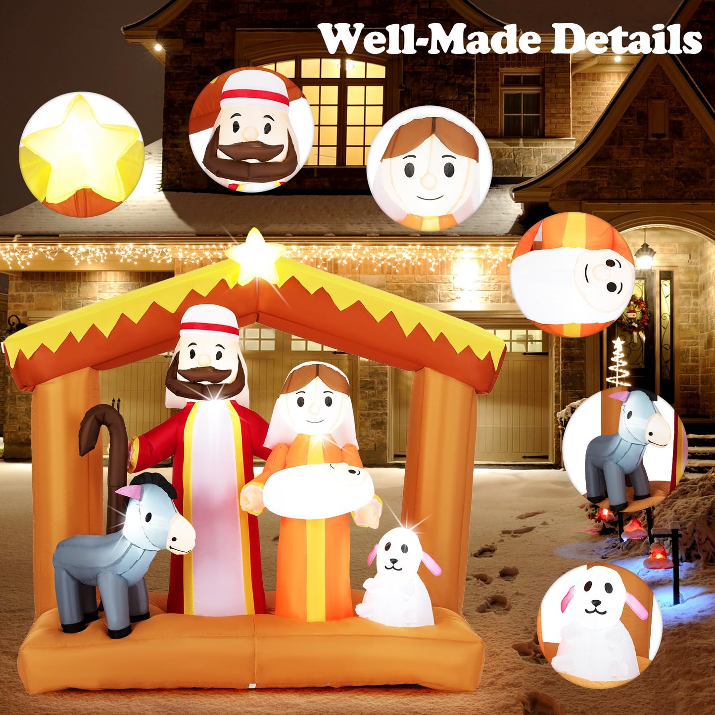 Tangkula 6 FT Christmas Inflatables Nativity Scene Outdoor Decoration