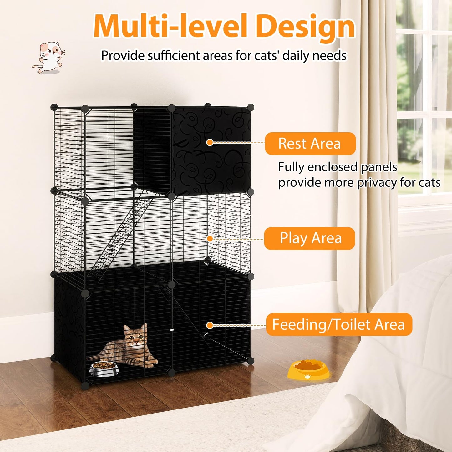 Tangkula 3 Tier Large Cat Enclosure with 2 Ladders