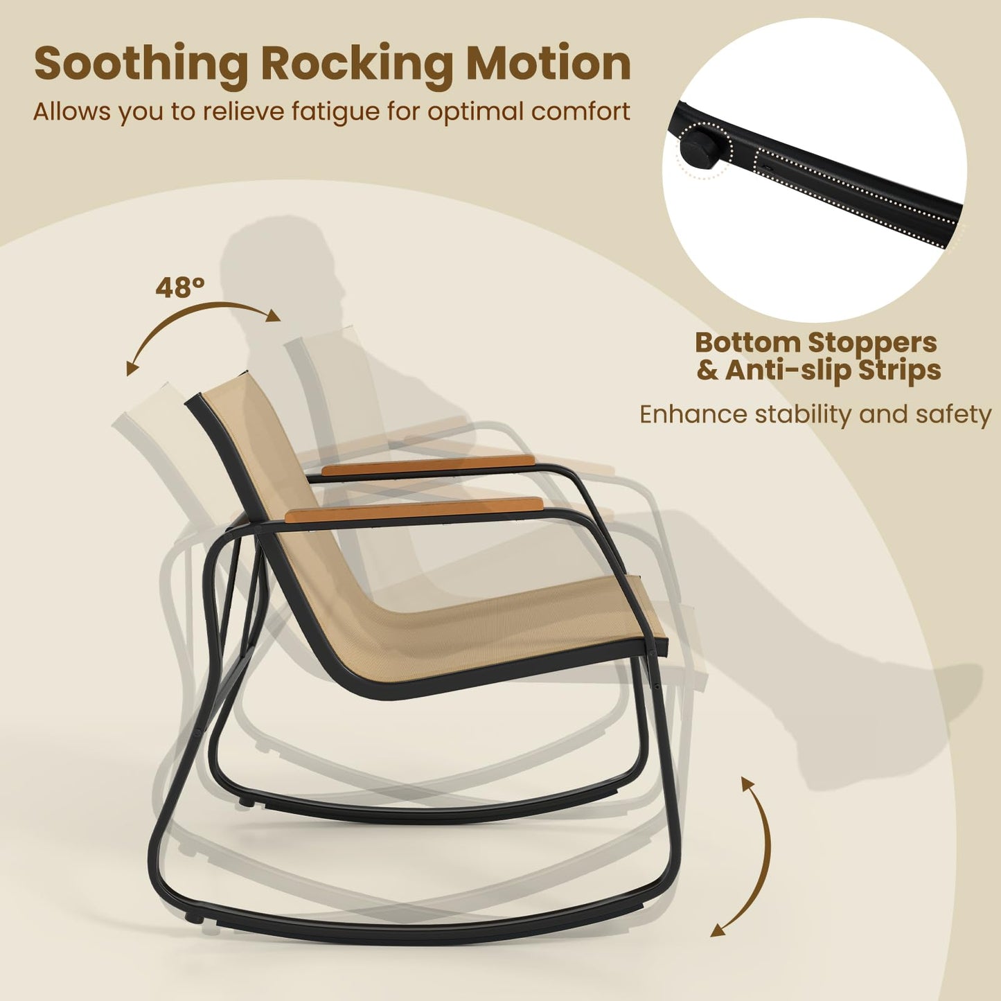 Tangkula 3 Piece Rocking Bistro Set Outdoor for Porch