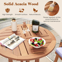 Tangkula Table de bar ronde de 99 cm avec plateau à lattes pour terrasse