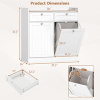 Tangkula Meuble de rangement double à bascule pour panier à linge, 80 cm de haut, pour salle de bain