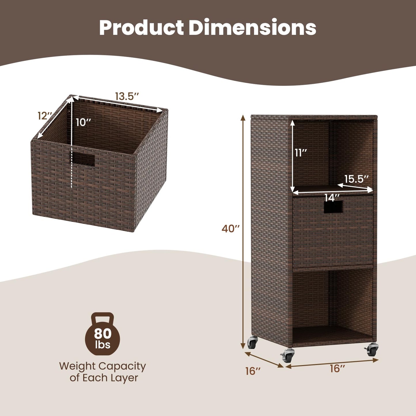 Tangkula Rattan Outdoor Storage Cabinet for Backyard Poolside Porch