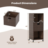 Tangkula Rattan Outdoor Storage Cabinet for Backyard Poolside Porch
