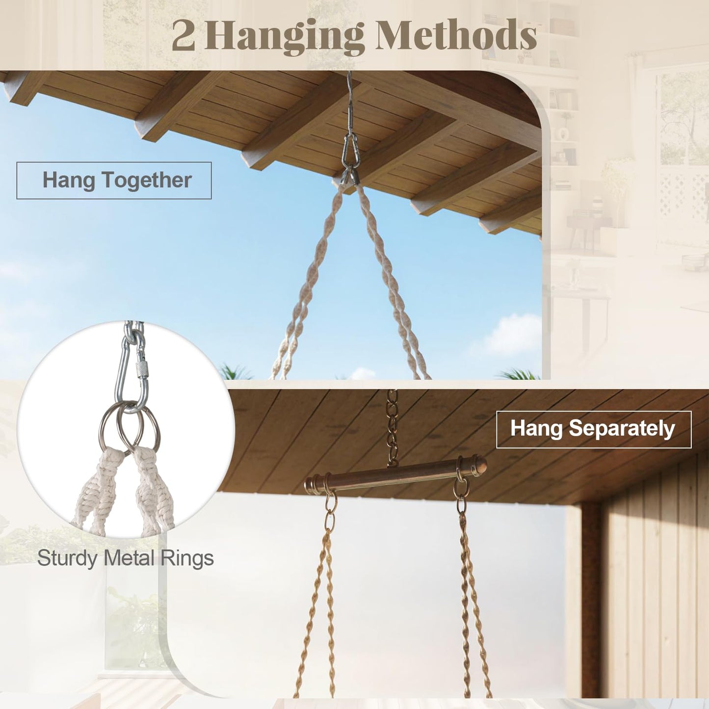 Chaise hamac suspendue Tangkula avec pompons