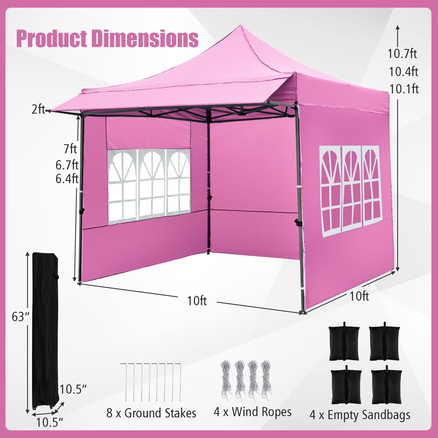 Tangkula Outdoor Tent with 3 Sidewalls & Awning for Party Picnic Event Beach Camping