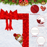 Tangkula Pre-Lit Christmas Doorway Arch w/Bow, LED Lighted Festive Door Decoration w/ 240 Red LED Lights