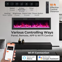 Tangkula 60" Wi-Fi Enabled Electric Fireplace