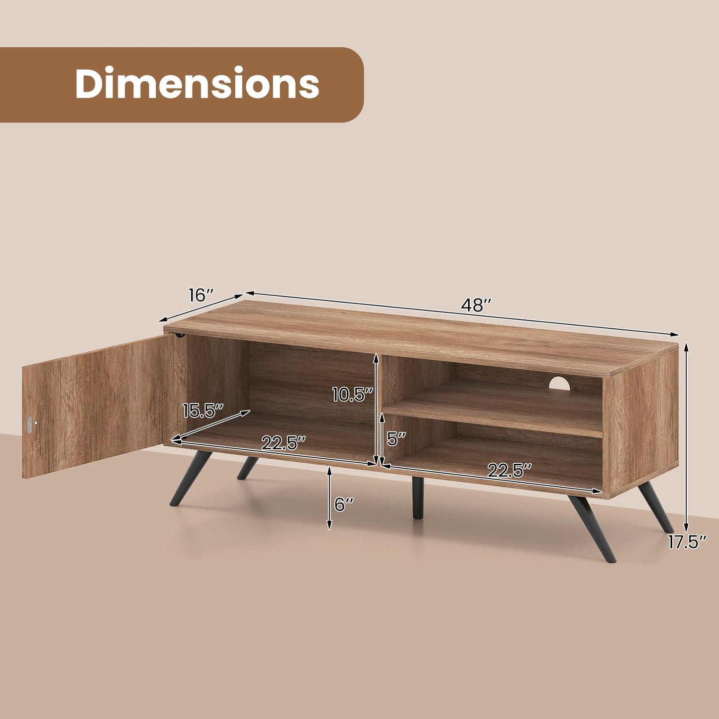 Tangkula Mid Century Modern Entertainment Center TV Stand