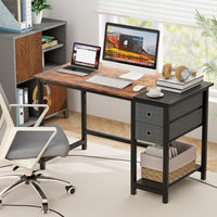 Tangkula Bureau informatique avec 2 tiroirs, bureau moderne pour la maison et le bureau avec crochet de suspension et étagère de rangement.