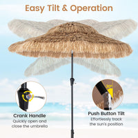 Tangkula 9 FT Solar Tiki Patio Umbrella | PE Grass