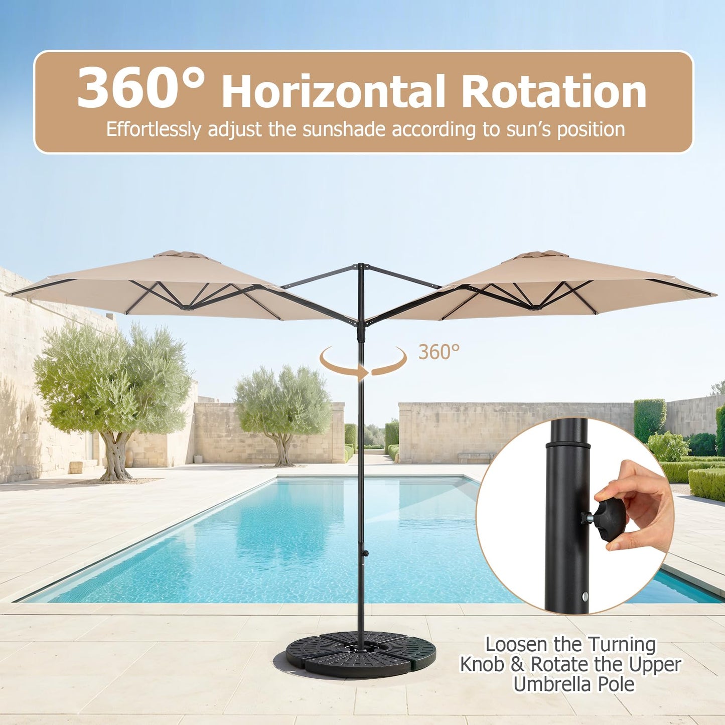 Tangkula 10 FT Patio Umbrella | Cantilever Offset Outdoor Umbrella with 360-Degree Rotation