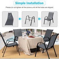 Tangkula 4 Pieces Patio Dining Chairs, Outdoor Stackable All Weather Heavy Duty Dining Chairs Set with Armrests